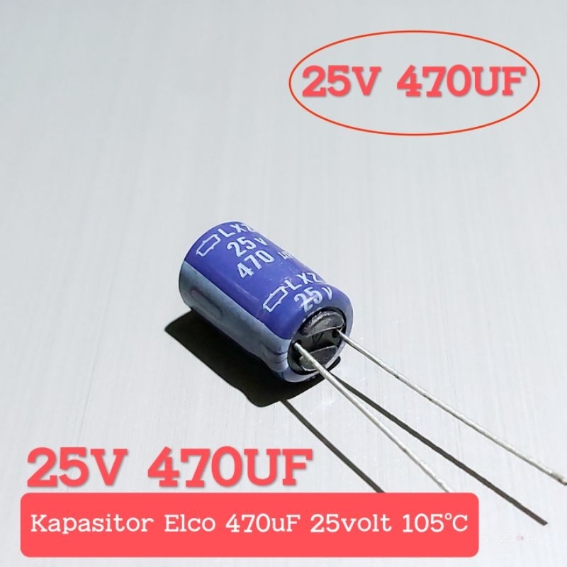 ELCO CAPACITOR 25V 470UF 105°ซีสุ่ม