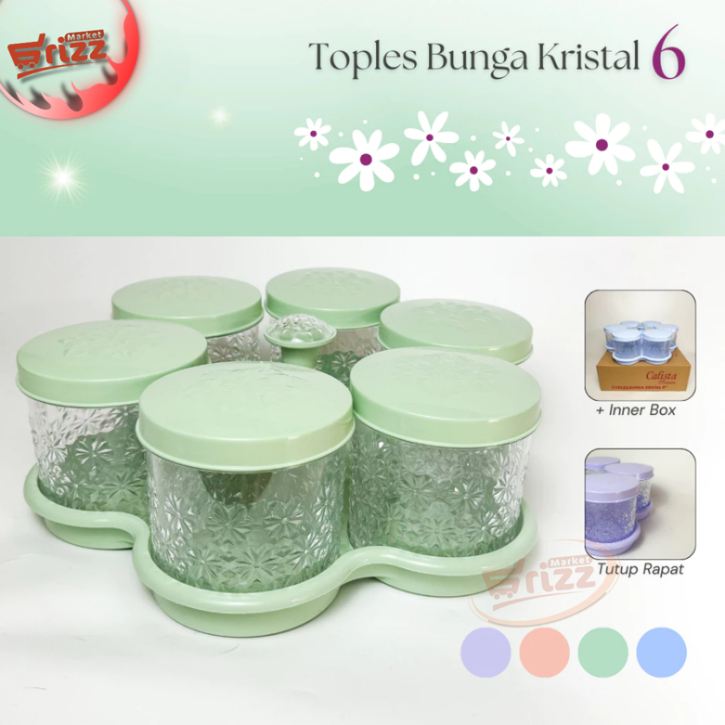 Calista Six Flower Crystal Jar / 6 Flower Eid Cookie Jar / Calista Jar Set 6 ดอก