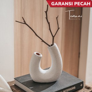Temani Objects -Vase Bunga Putih Cantik/ Fay Vase  Dekorasi Bunga Estetik/ Nordic Vas Vas Aesthetic