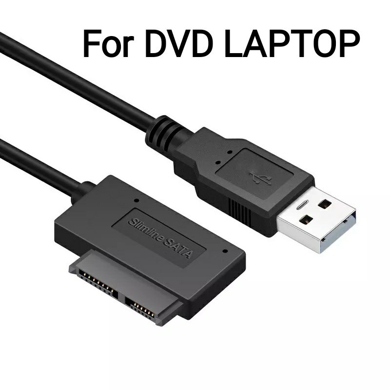 Slimline sata เป็น usb dvd rom rw อะแดปเตอร์สายเคเบิลแบบบาง cd