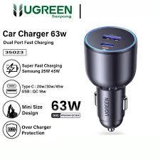 UGREEN Car Charger Dual Port USB A & Type C PD QC Fast Charging 63W 35023