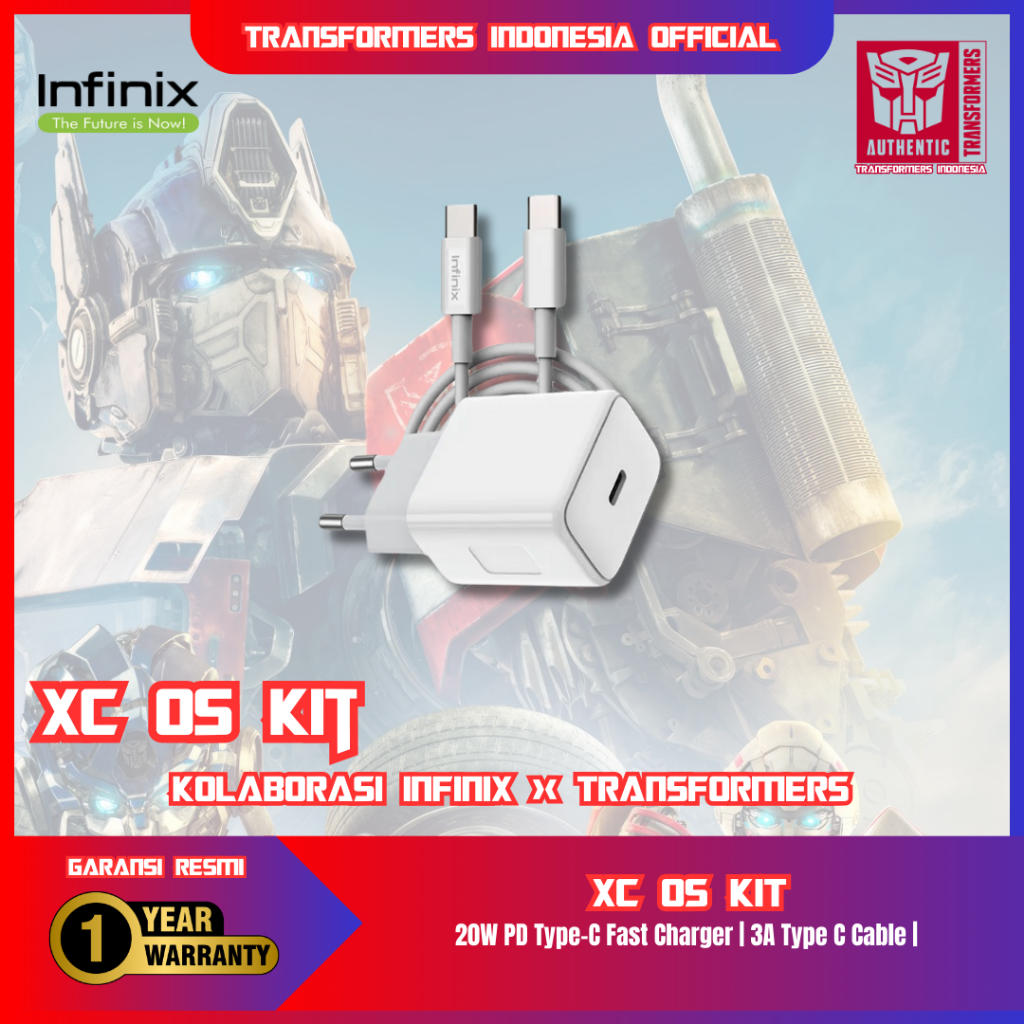 ชุดเครื่องชาร์จ TRANSFORMERS x INFINIX XC05 - อะแดปเตอร์ชาร์จเร็ว 20W พร้อมสาย Type-C เป็น C 3A