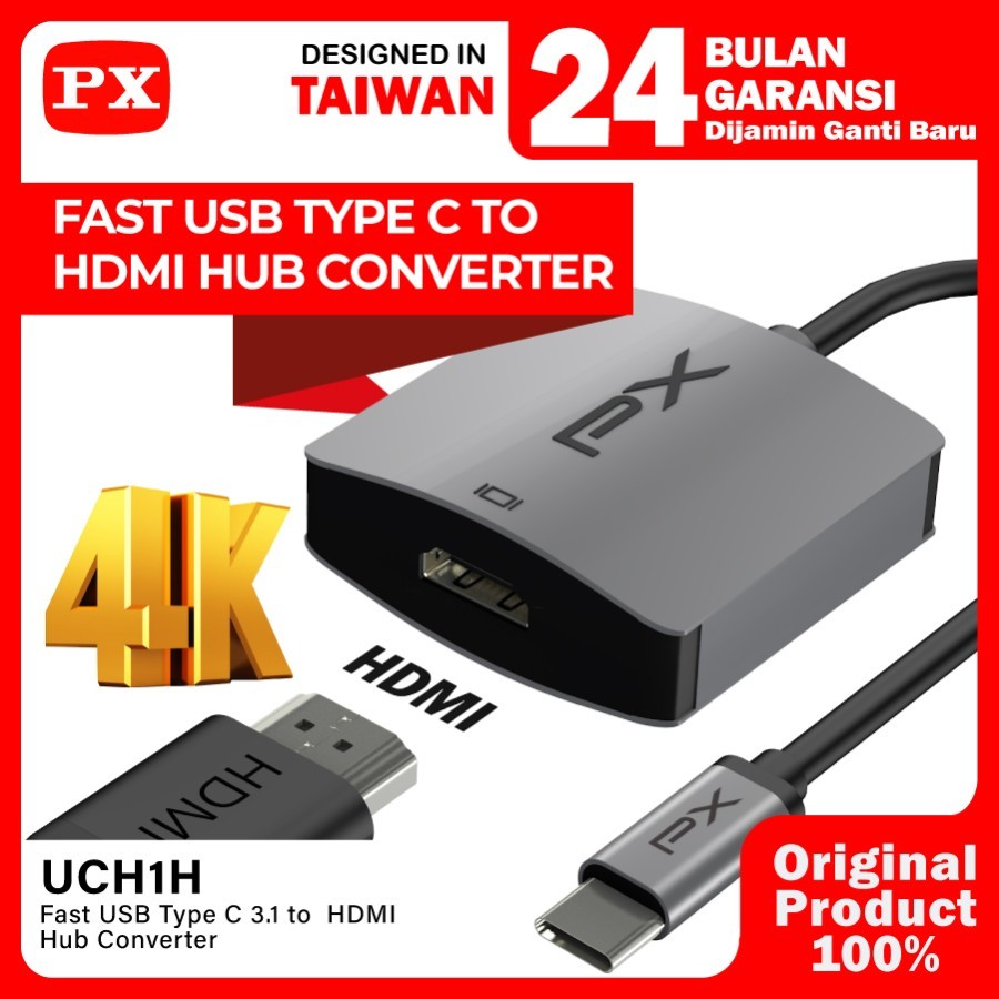อะแดปเตอร์แปลง Type C เป็น HDMI Hub iOS Android Windows PX UCH1H