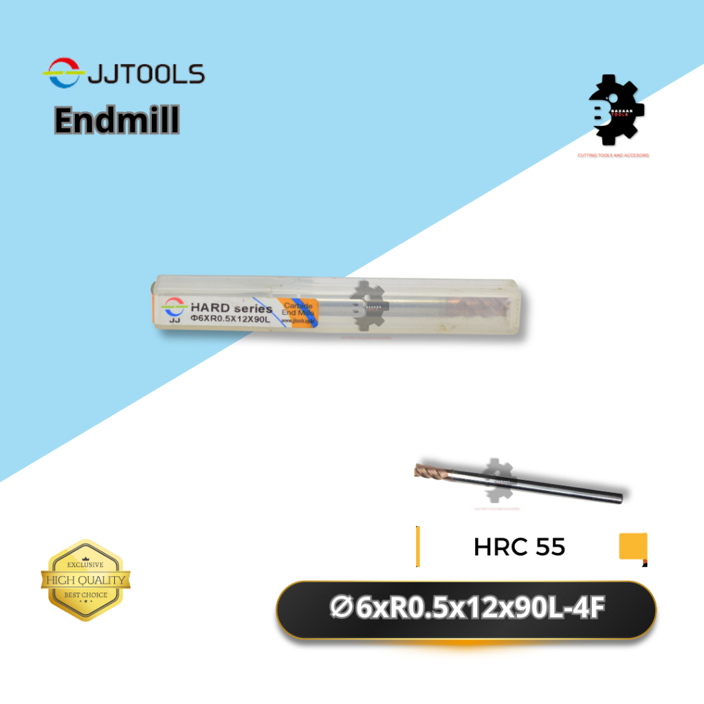MESIN Endmill 6xR0.5x12x90L-4F HRC55 - JJ TOOLS ยี่ห้อ - เครื่องมือตัด - ของแท้ - เครื่องกัด - เครื่