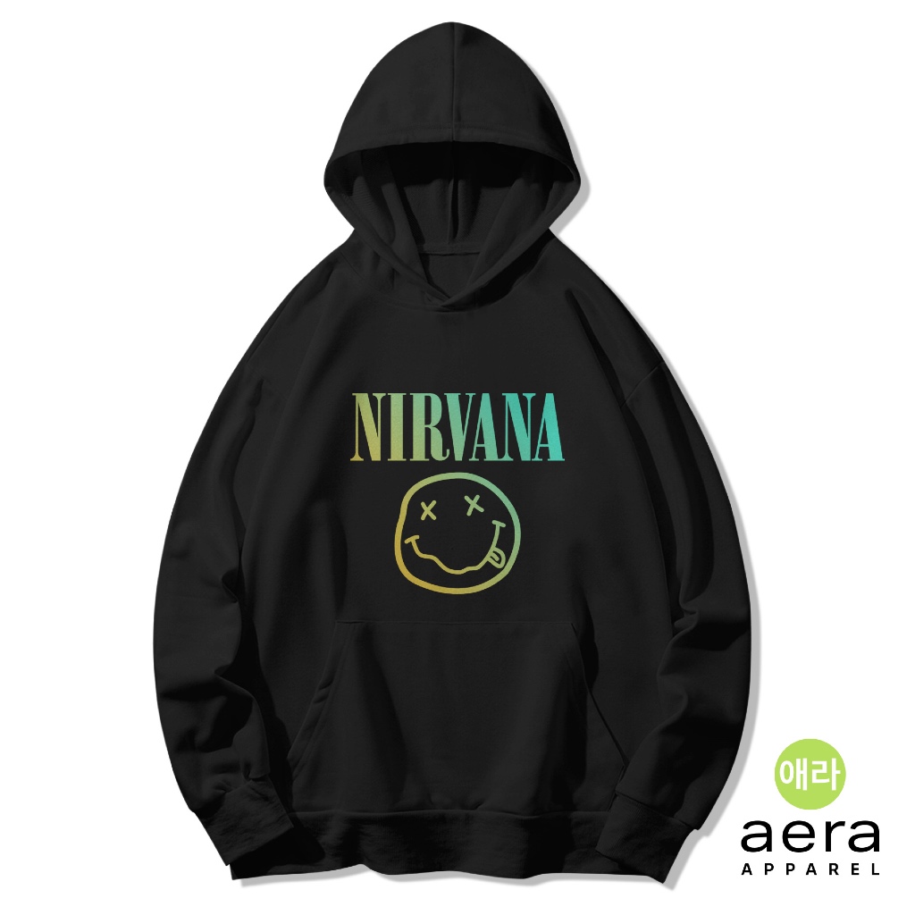 Nirvana Logo Smiley Music Band เสื้อกันหนาวมีฮู้ด