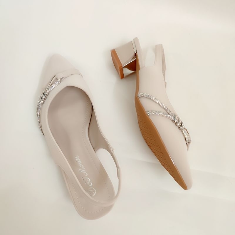 ST MORITZ 888-653 BEIGE PARTY SANDALS / PARTY SHOES รองเท้าแตะ SLOP สําหรับผู้หญิง