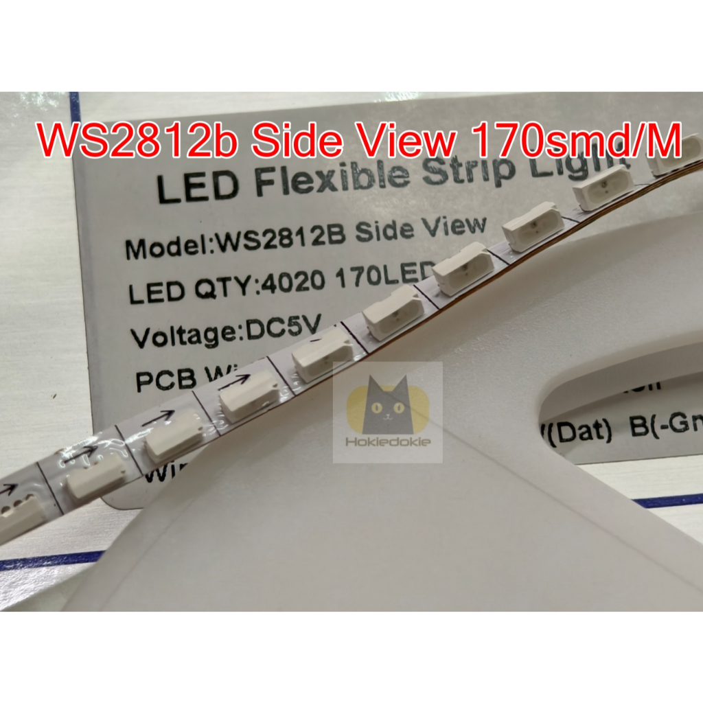 LED STRIP มุมมองด้านข้าง 4 มม. 170smd/m คิ้ว WS2812B WS2812 5V 1M แอดเดรสได้