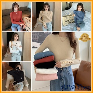 AJW Inner Rajut Lengan Panjang Kancing Gold Korean Style Import Premium XAM | Inner Lengan Panjang Kancing Premium Import | Iner Rajut Lengan Panjang Import Premium | Manset Lengan Panjang Korean Style Kekinian Import Premium | Dalaman Blazer Wanita