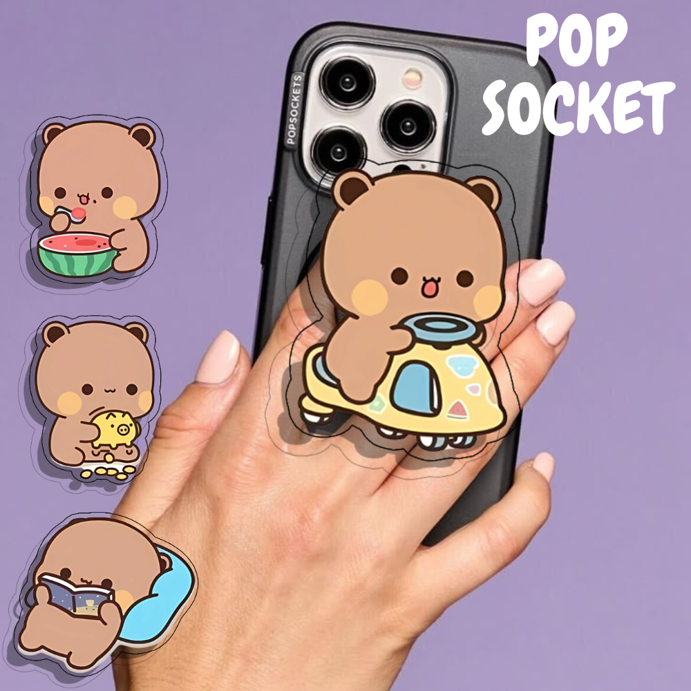 HP Bear Cute Bubu Dudu Pop Socket | กริปต็อก / ที่วางโทรศัพท์ / ขาตั้งโทรศัพท์มือถือสากล / พิมพ์ยูวีคุณภาพสูงบนกรอบอะคริลิค 3 มม | รองรับมือถือทุกรุ่น