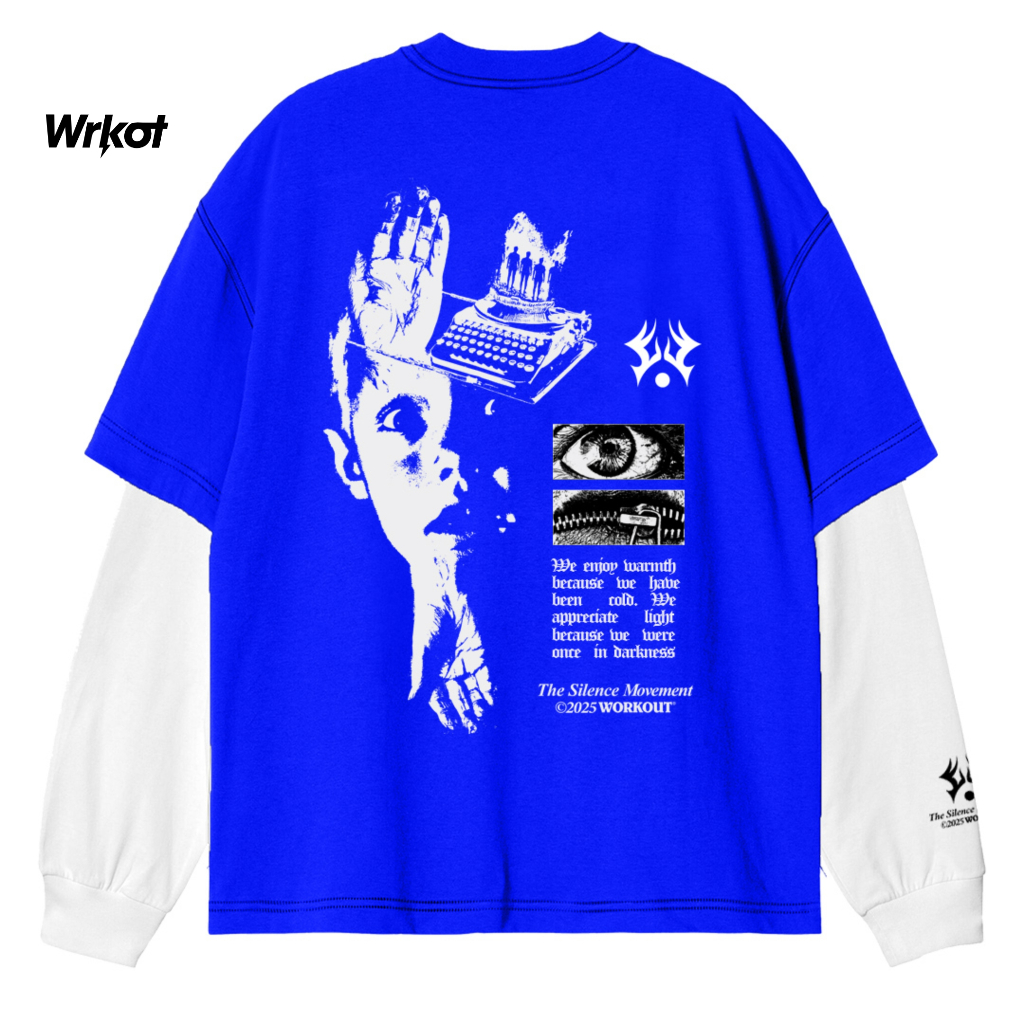 ออกกําลังกาย Streetwear เสื้อยืดแขนยาว Oversize Double Layer WALKING