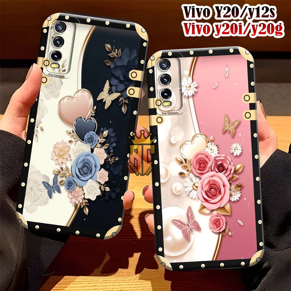 Softcase VIVO Y12S Y20 Y20S Y20A Y20SG Y20I Fashion Case Flower Motif Frame - เคส Vivo - เคส Vivo Y2