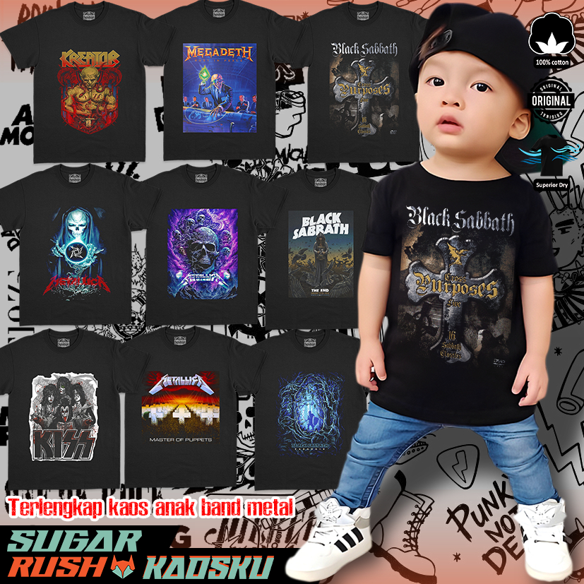 BLACK SABBATH METALLICA METAL ARASTER เสื้อยืดเด็ก ผ้าฝ้ายหวี Premium 30s