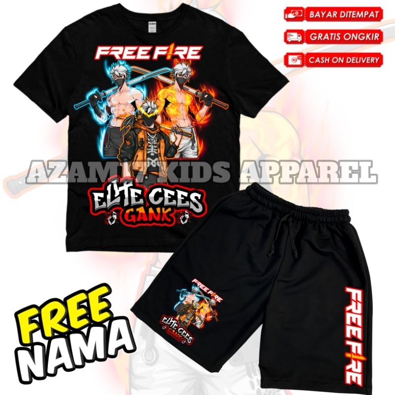 FF Elite Cees Gank FF Free Fire ชุดเสื้อยืดเด็กและกางเกงขาสั้น, ตัวละคร FF ล่าสุด, ชื่อฟรี / กางเกงบอร์ดเด็ก FF Free Fire, รุ่น Katana