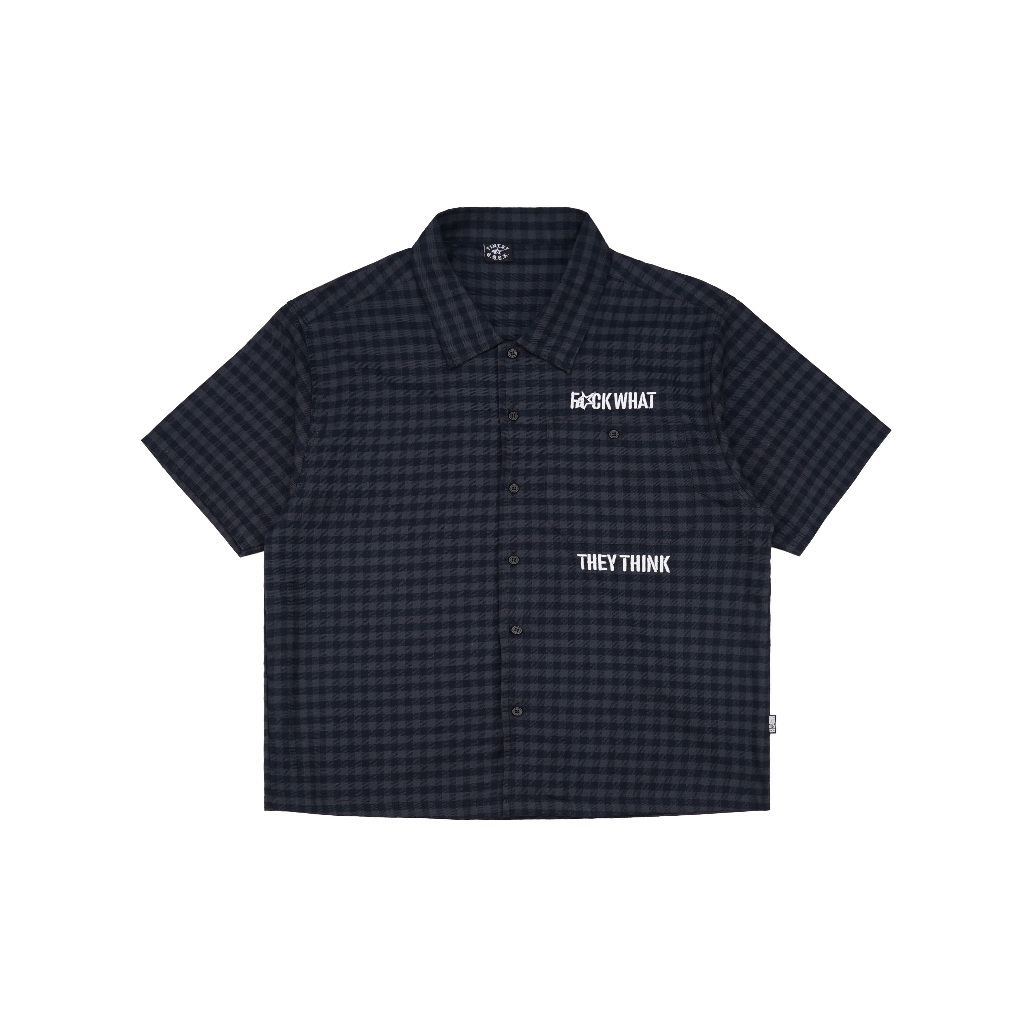 KEMEJA GDCK Flannel Shirt FWTT-Black / Flannel Boxy / Short Flannel Shirt Boxyfit Black Navy