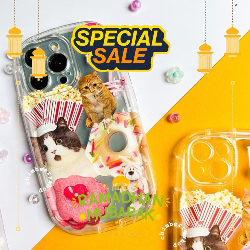 ! ขนม Cat Clear Soft Case Casing Bening Kucing Iphone 14 13 12 11 Pro Max XR X Xs Max