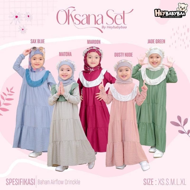 OKSANA SET BY HEYBABYBAA | OKSANA CHILDRENS HIJAB GAMIS SET โดย HEYBABYBAA