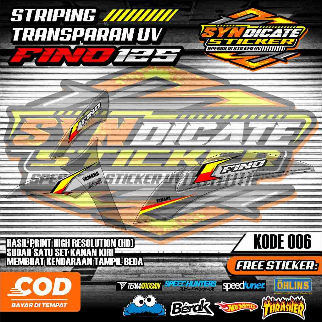 006 TRANSPARENT UV STRIPING YAMAHA FINO 125 / SIMPLE YAMAHA FINO 125 สติ๊กเกอร์ LIST