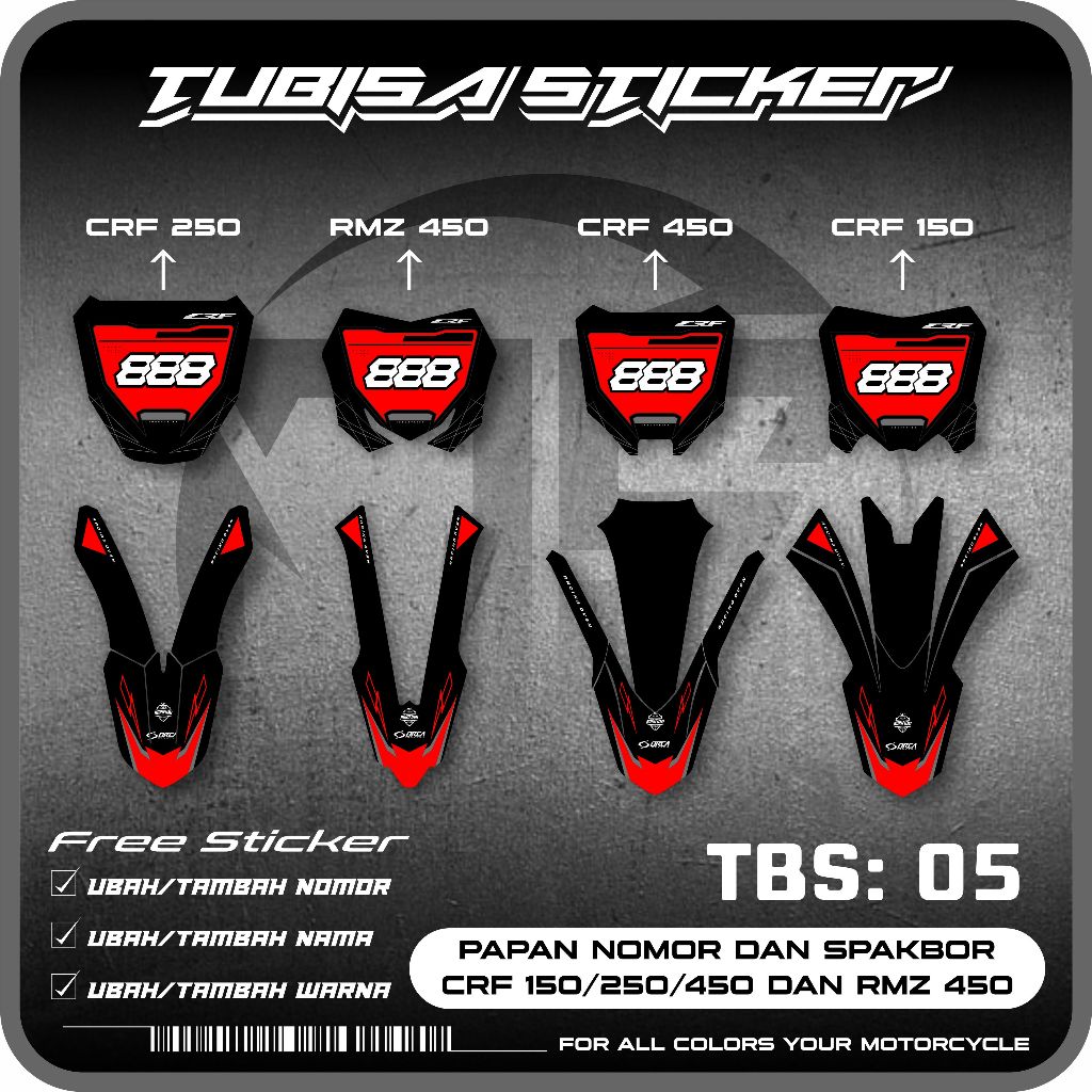 Crf 150/250/450 และ RMZ 450 BOARD และ SPAKBOR สติ๊กเกอร์ CRF TBS BOARD และ SPAKBOR สติ๊กเกอร์ 05