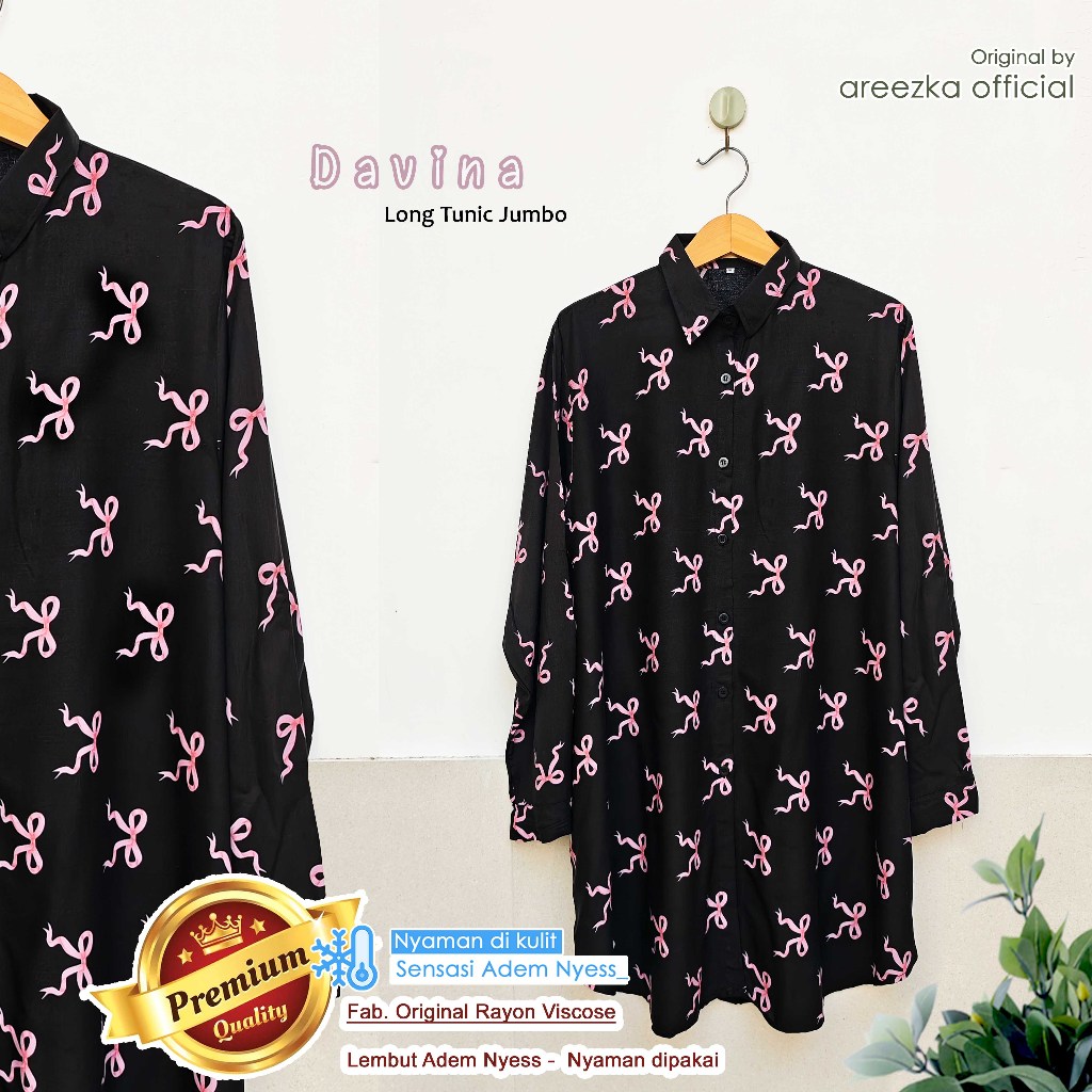 KEMEJA Coquette TUNIC RAYON Ribbon Motif Ribbon Shirt