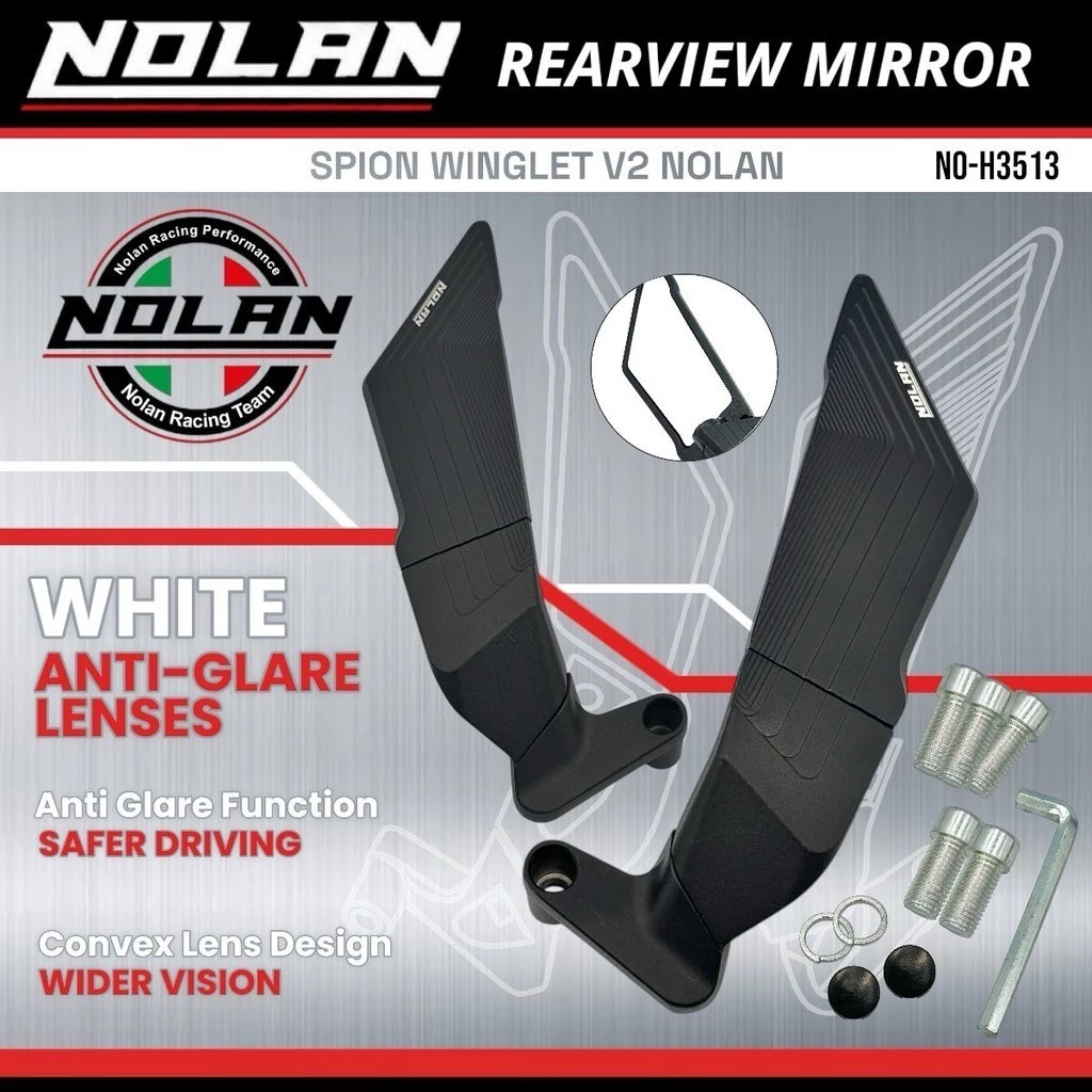NOLAN Winglet V2 กระจกมองหลังวัสดุอลูมิเนียม CNC Universal สําหรับ Moped และ Matic Vario 160 Nmax เก