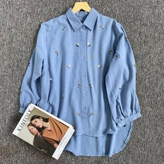 Atasan Wanita Blouse Oversize Kemeja Basic Matt Linen Rami