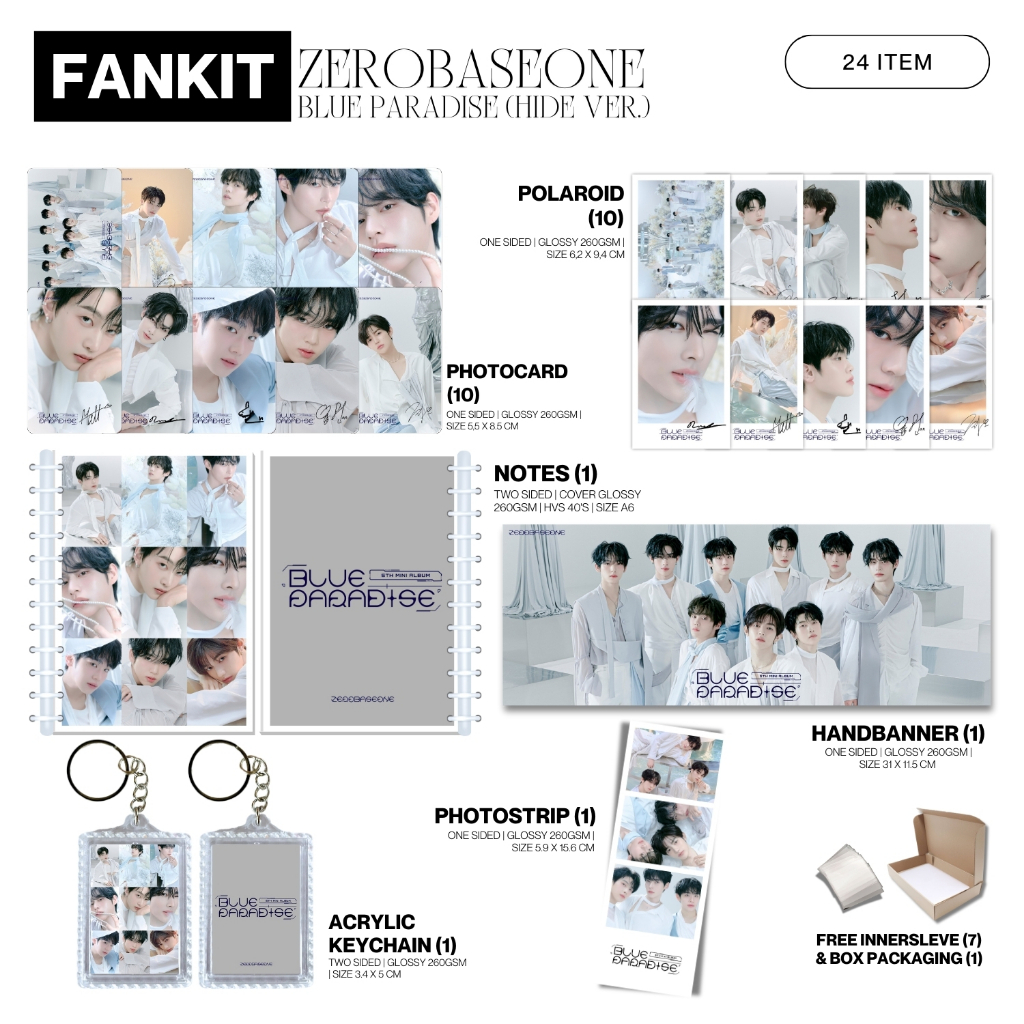 FANKIT ZB1 BLUE PARADISE 24 รายการ KPOP UNOFFICIAL JIWOONG HANBIN MATTHEW TERAE RICKY GYUVIN GUNWOOL
