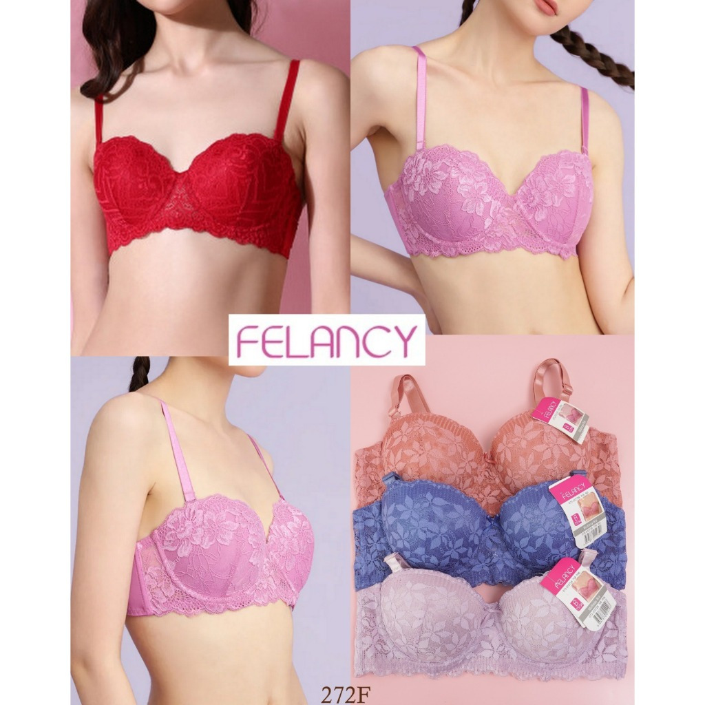 FELANCY Womens Underwire Half Cup Bra โฟมขนาดกลางขนาด 34B ถึง 38B Mix Premium Lace ตกแต่งชุดชั้นใน 2