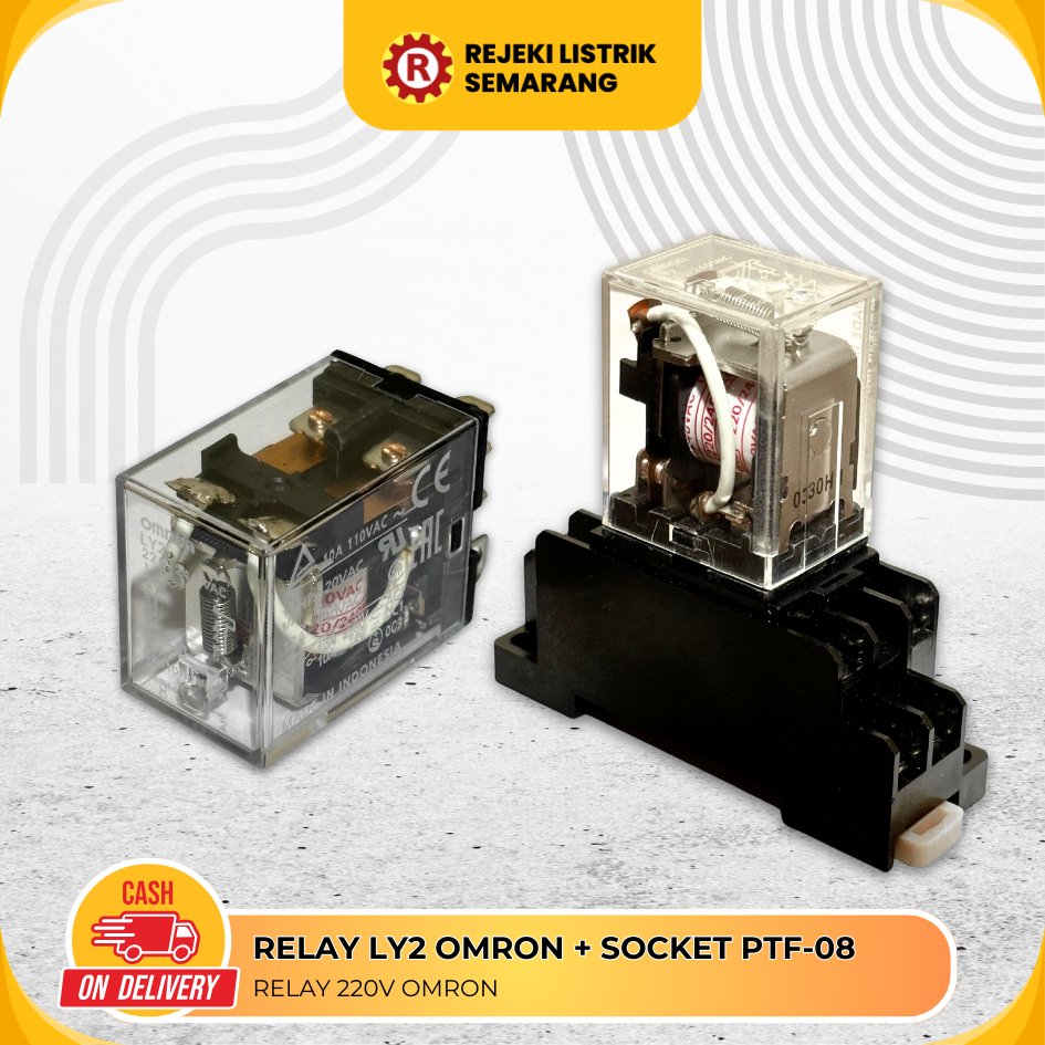 RELAY LY2 220V OMRON + SOCKET PTF-08 SOCKET LY-2-II, ORIGINAL, SET หรือ RELAY เท่านั้น!