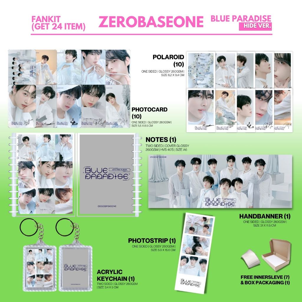 FANKIT ZB1 BLUE PARADISE 24 รายการ KPOP IDOL UNOFFICIAL JIWOONG MATTHEW TERAE RICKY GYUVIN GUNWOOL