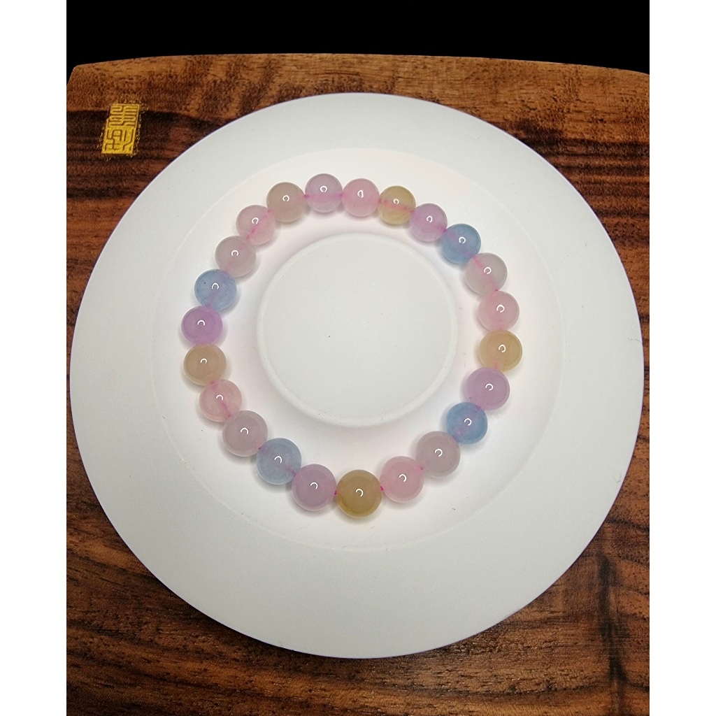 Ice Chalcedony Rainbow Agate Healing Stone สร้อยข้อมือ 5A 8 มม.C1696