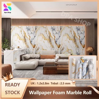 Sticker Dinding Motif Vinyl Marble Wallpaper Dinding Roll PET 120 x 280 cm Tebal 2.5mm Waterproof Bahan PVC Kamar Dekorasi