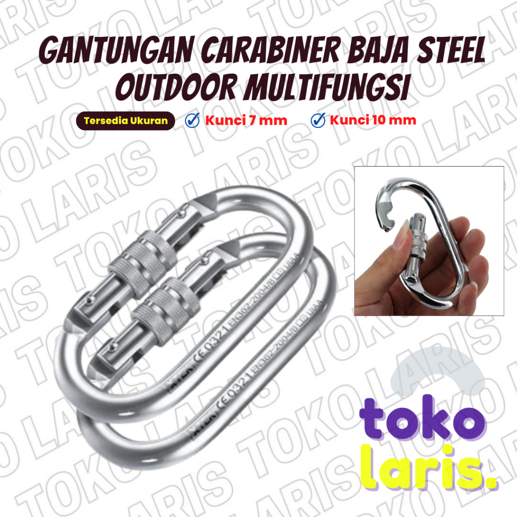 GANTUNGAN CARBINER O SHAPE CARBINER CLIMBING KEYCHAIN MINI MULTIFUNCTION STEEL HAMMOCK OUTDOOR TIKIN