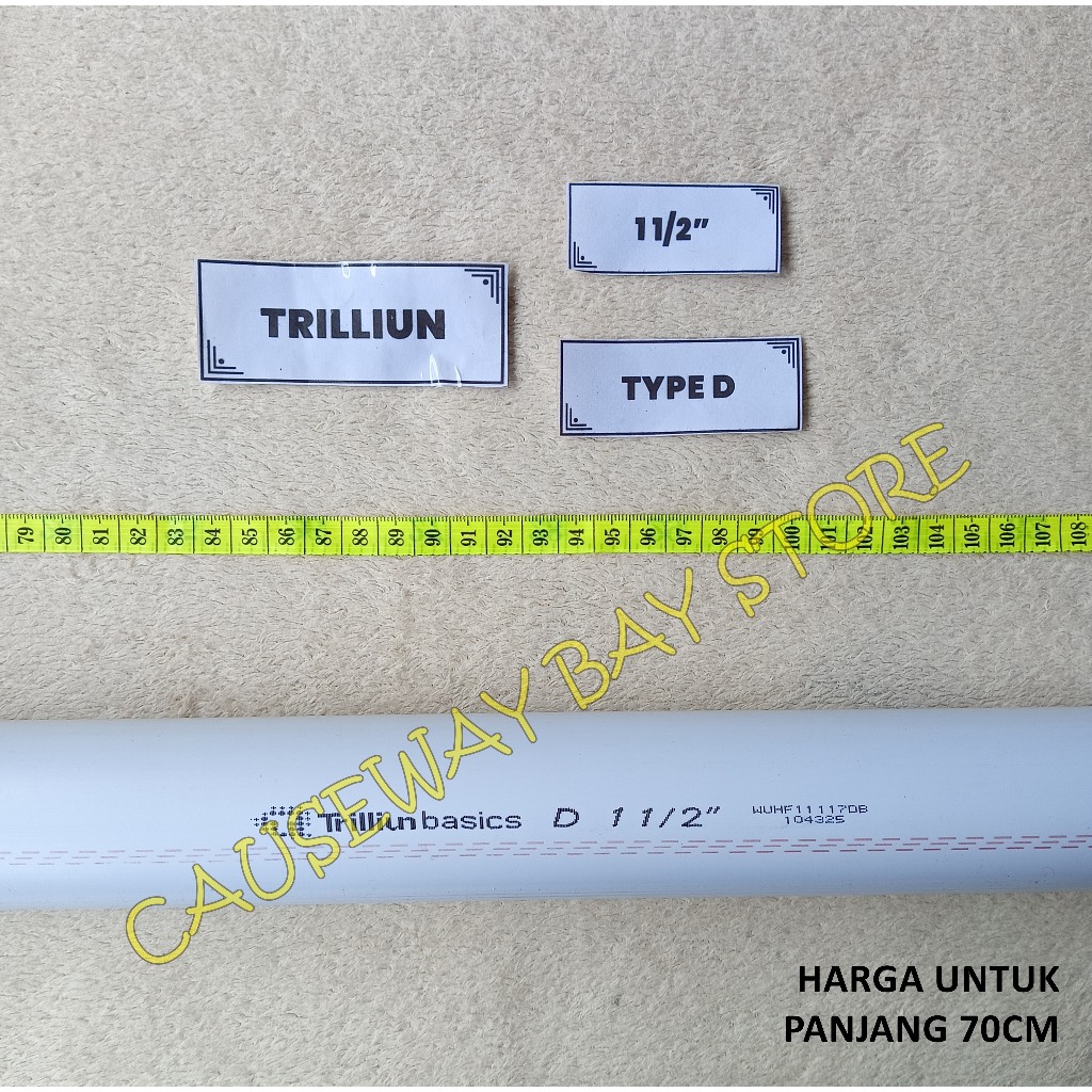 PVC PIPE 1 1/2" D LENGTH 70CM TRILLION