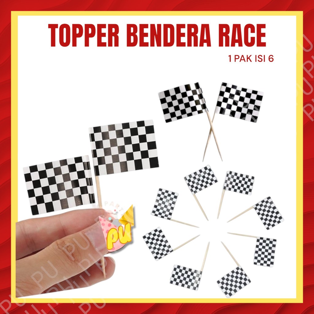 HOTWHEELS FLAG Topper / Racing Car Birthday Cake Topper