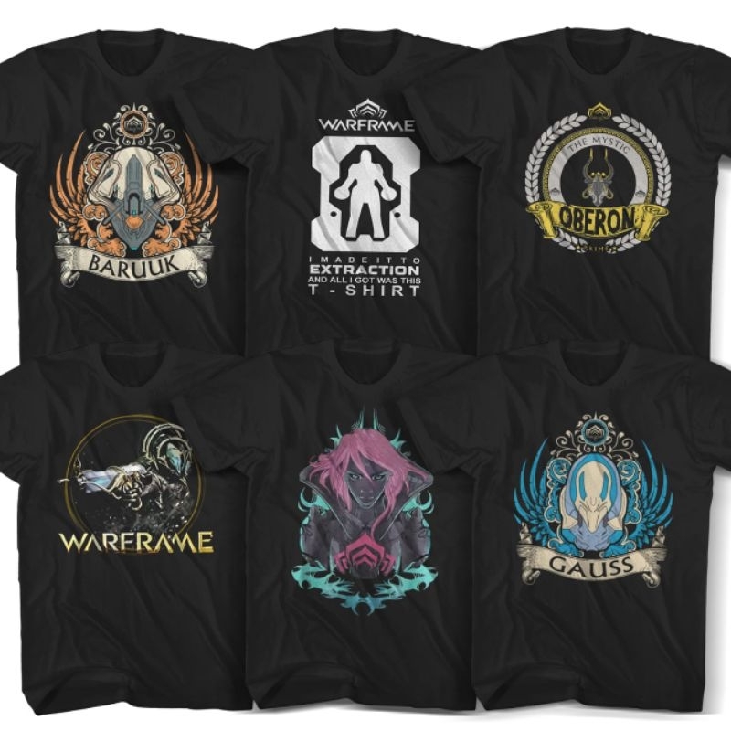 WARFRAME Series เสื้อยืดเกม Unisex สีดํา