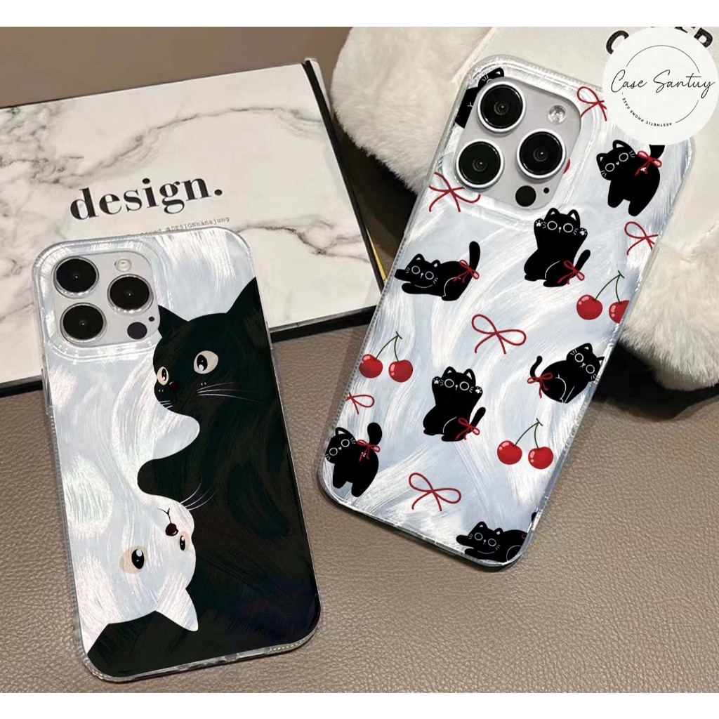 Softcase Aesthetic Black Cat Vivo Y100 Y36 Y27s Y22 Y35 Y02 Y02T Y03 Y18 Y16 Y17s Y28 Y20 Y20s Y12s 