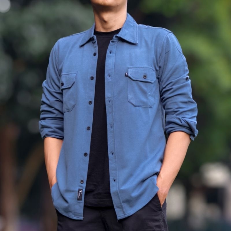 KEMEJA Vuxor Basic Adventure Series Plain Blue Shirt - Steel Blue