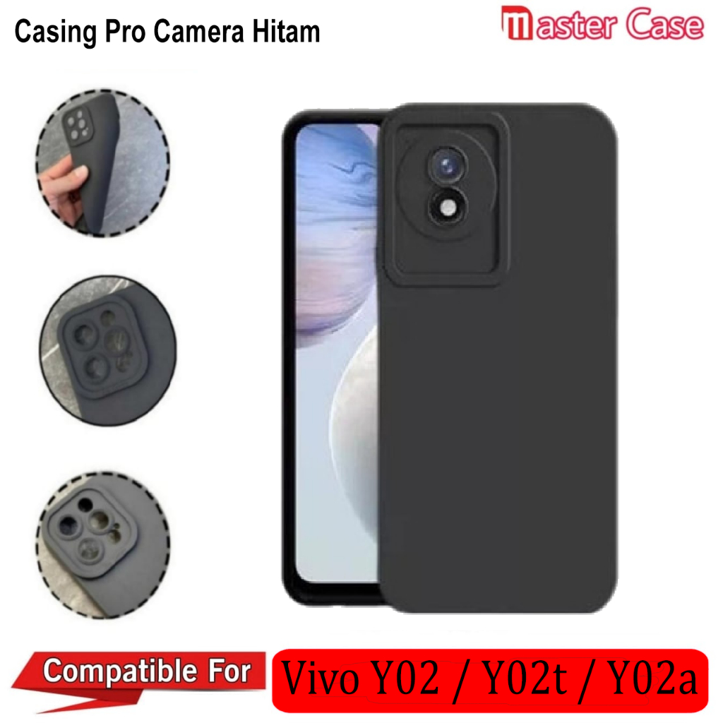 Vivo Y02 Y02t y02a Softcase Macaron Liquid Pro Camera - สีดํา