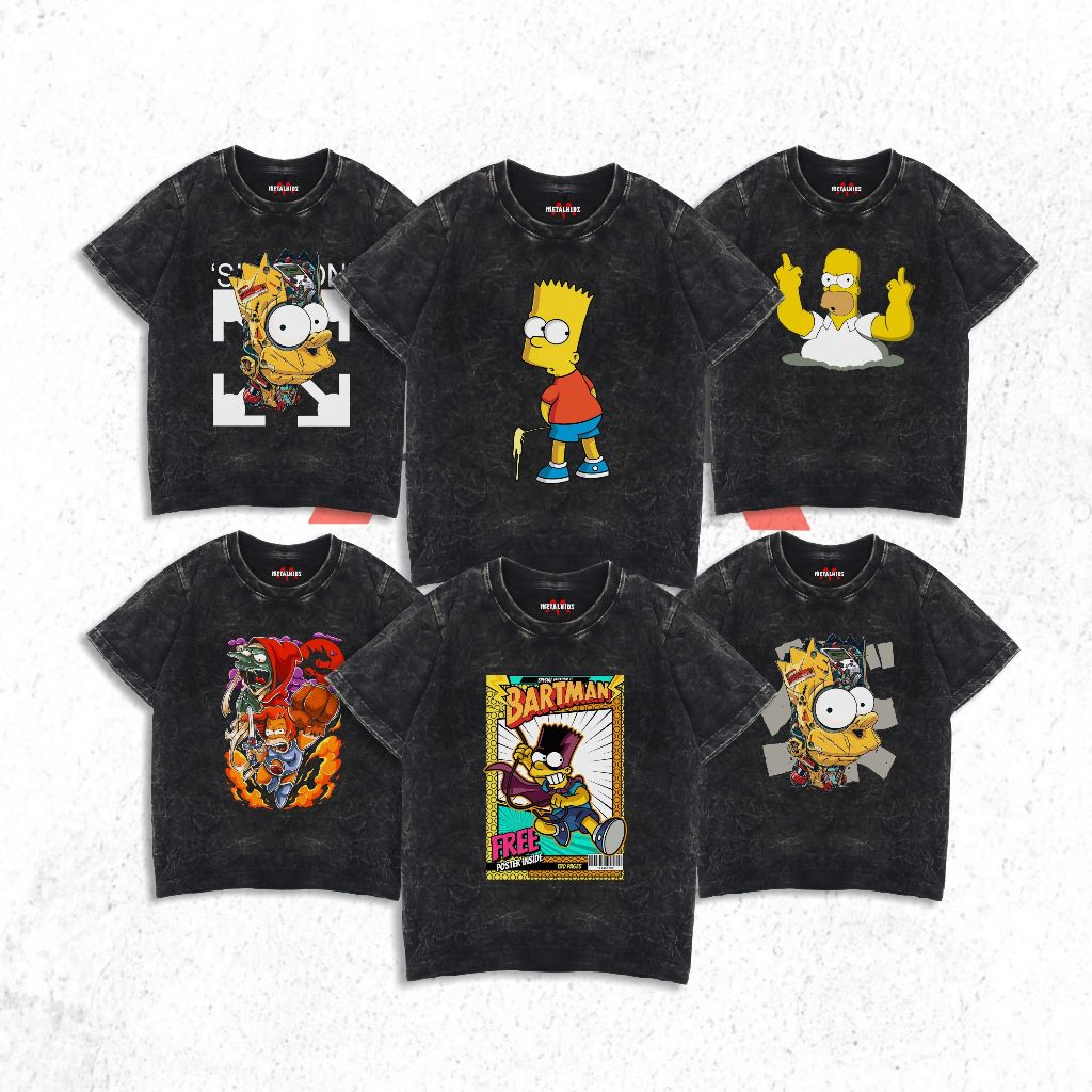 METALKIDS เสื้อยืด Simpson สําหรับเด็ก Washed Unisex SIMPSON เสื้อยืด 3-22