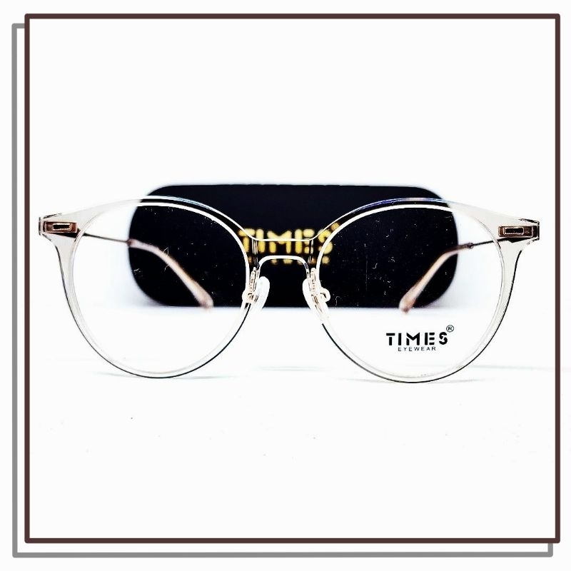 TIMES 2341 ROUND GLASSES FRAME Cool Elegant รุ่น TRANSPARENT พร้อมที่วางจมูก คุณภาพดี น้ําหนักเบา ทน
