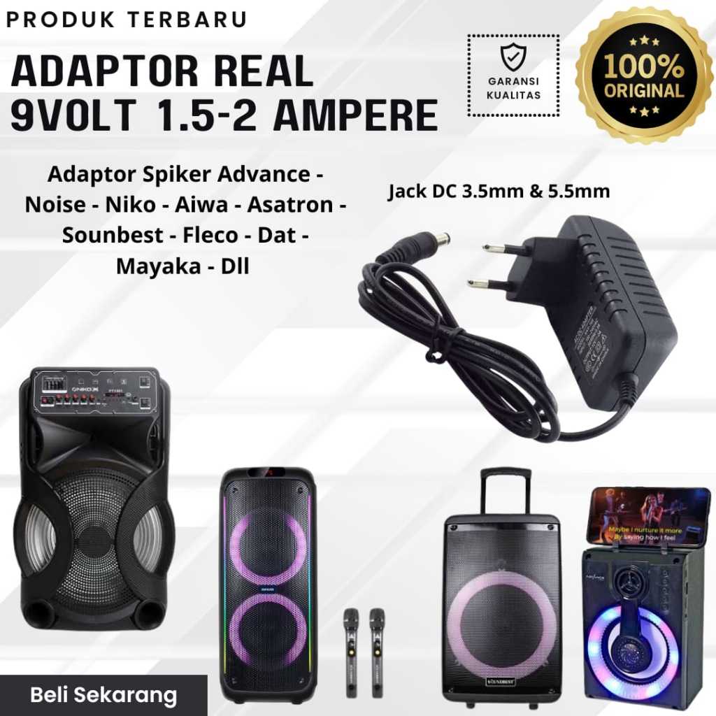 ของแท้ 100% 9Volt 1.5A - 2A Adapter chas charger speaker Noise/niko/advance/aiwa/asatron/soobest/fle