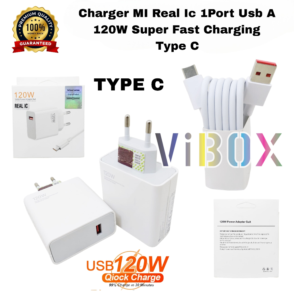Mi Real Ic Type C Charger 1 พอร์ต Usb A 120W เครื่องชาร์จชาร์จเร็วสุด [SR]