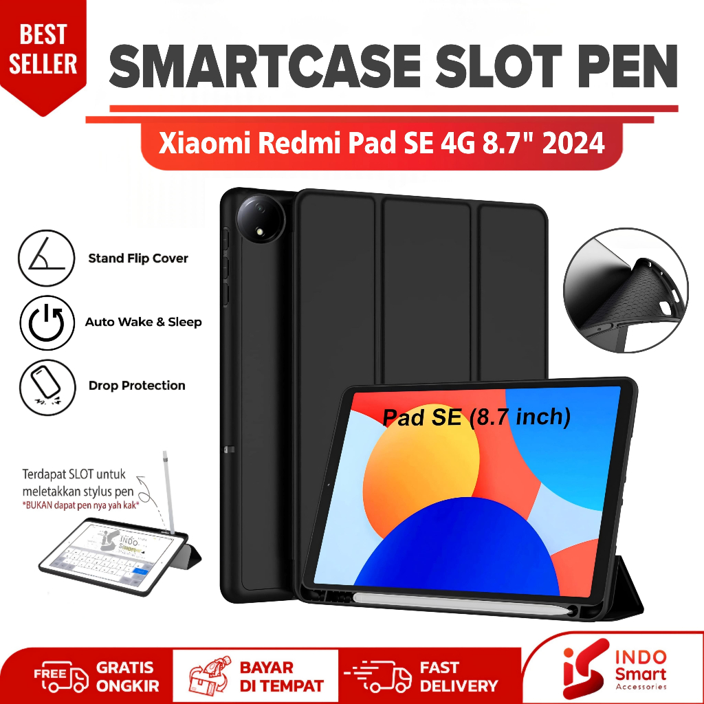 เคส Redmi Pad SE 8.7 | Xiaomi Redmi Pad SE 8.7 | SmartCase Slot Pen Flip Cover Casing Stand