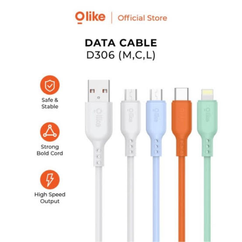 Olike D306M D306C D306L สายเคเบิลข้อมูลสายชาร์จข้อมูลอย่างรวดเร็ว