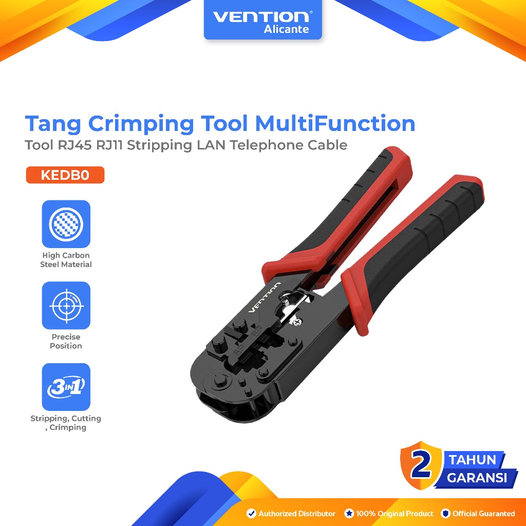 Vention CRIMPING TOOL Multi Function CABLE CRIMPING TOOL RJ45 RJ11 Peeling LAN สายโทรศัพท์ 4P 6P 8P 