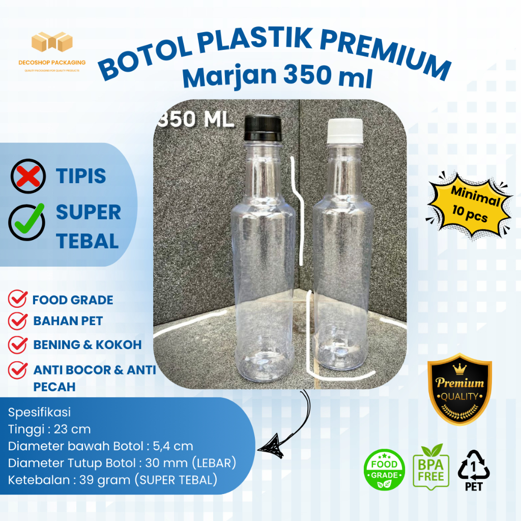 Marjan Bottle 350 ml PET SUPER THICK CLEAR PREMIUM 39gr / Marjan HONEY ขวดพลาสติก 350 ml / Marjan Ho