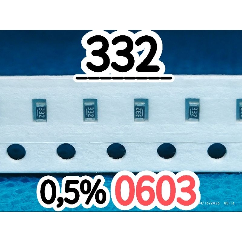 10 ชิ้นตัวต้านทานชิป smd 332 3301 3K3 ขนาด 0603 1608 3.3Kohm 3.3K OHM 0.5%