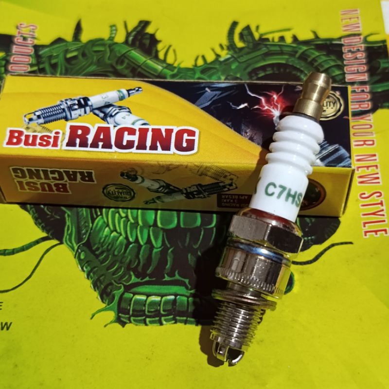 K3 RACING SPARK PLUG 3 ขา C7HSA-3 A7TC-3 RACING สีเหลือง 4T grand supra fit revo win jupiter mio veg