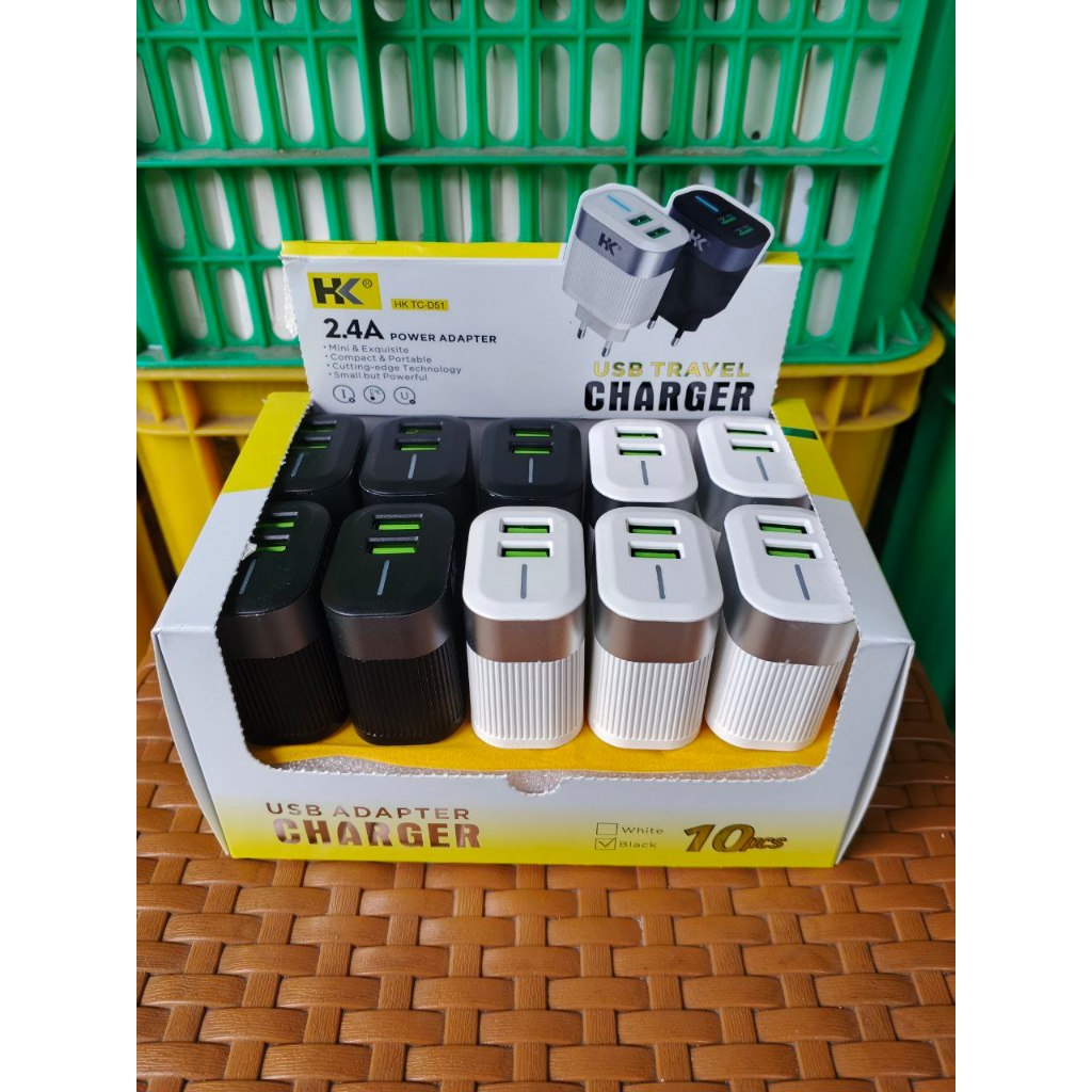HK TC-D51 D51 2 USB 2.4A FAST CHARGING CHARGER ADAPTER ORIGINAL HK 2 PORT TC-D38 D38