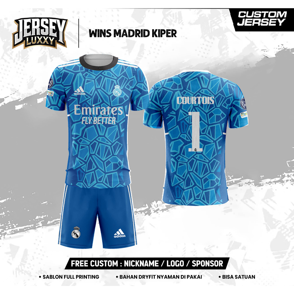 KIP MADR1D GK BLUE 22/23 Short Jersey FULL Design ฟรีชื่อและหมายเลขแบบกําหนดเองสําหรับผู้ใหญ่และเด็ก